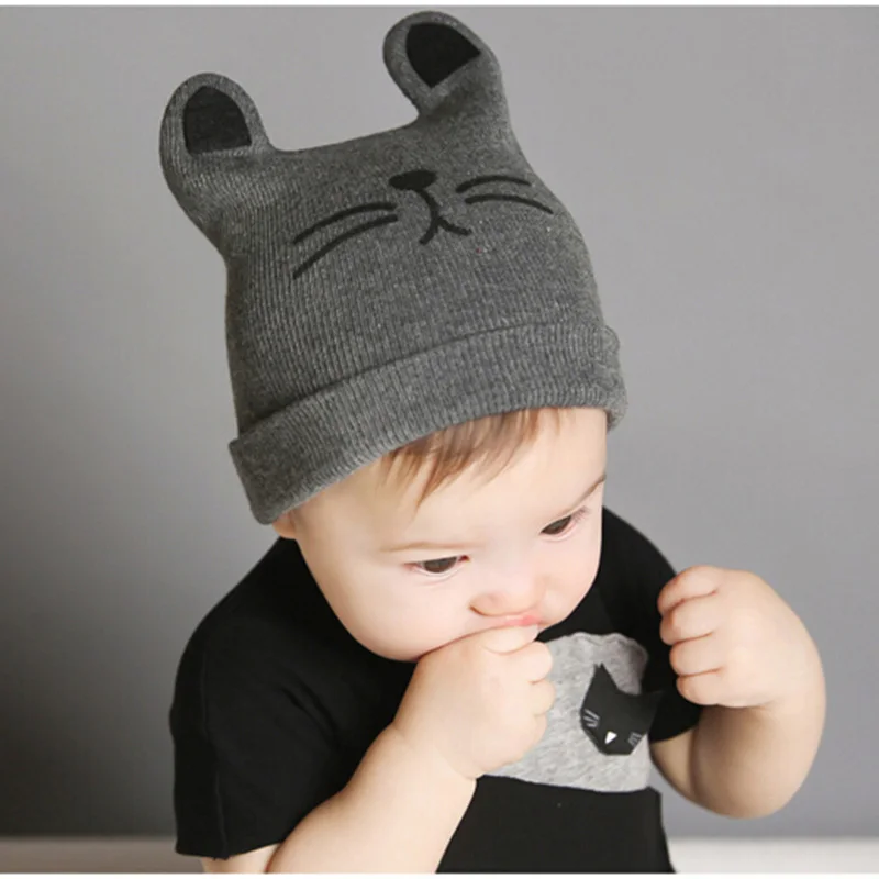 Симпатичные для маленьких мальчиков и девочек шляпа Кепки вязаная теплая шапка для детей Капо для малышей; зимняя одежда для детей ясельного возраста; вязанная шапочка baby muts czapka dziecko - Color: gray