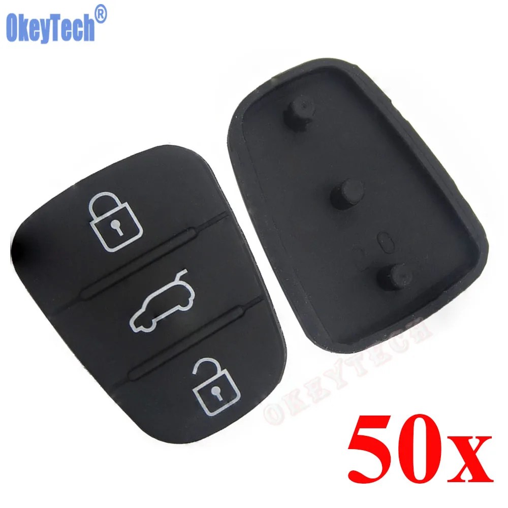 

OkeyTech 50pcs/lot 3 Buttons Car Remote Key Rubber Case Button Pad Fit For Hyundai For Kia I30 IX35 I20 for Kia Key Pad Silicone