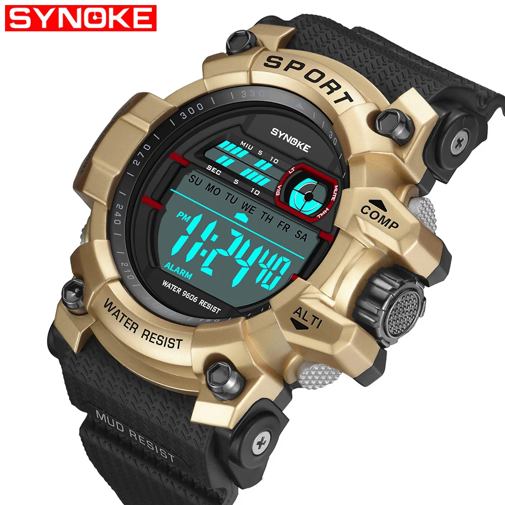 

SYNOKE Men's Watches Outdoor Sports Waterproof Large Screen Display Back Light Alarm Clock Cross-border Electronic Shcok Watch