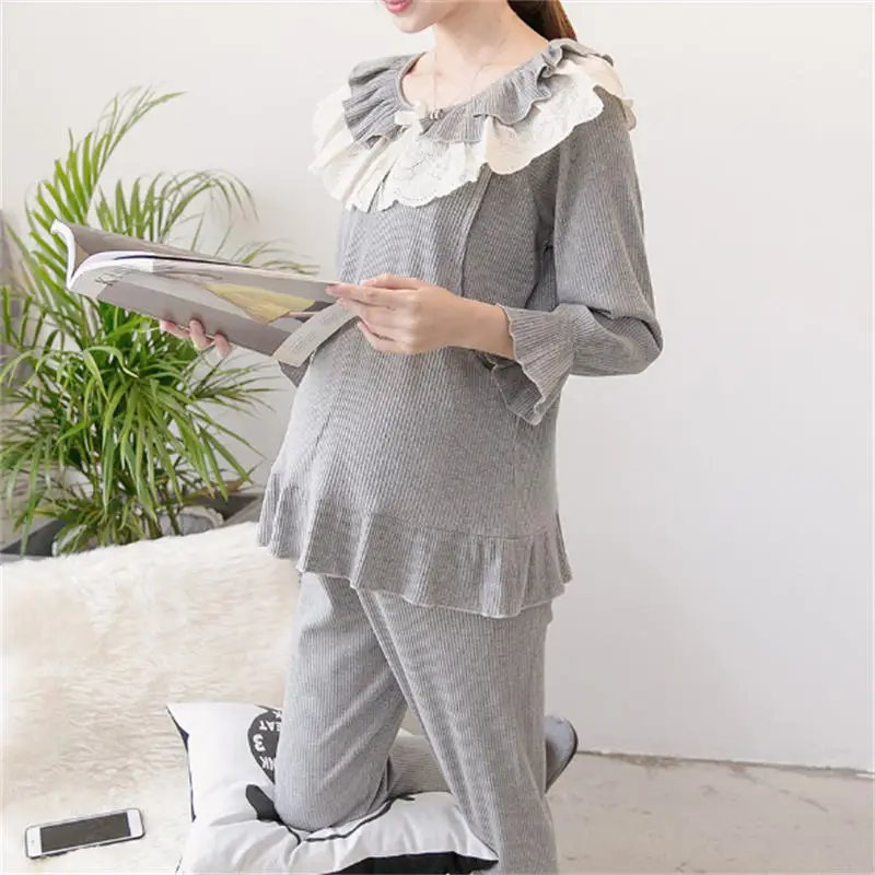Для кормления для беременных женщин и молодых матерей одежда для сна пижамный комплект для грудного вскармливания одежда для сна Ночная Рубашка домашняя одежда из хлопка для беременных, одежда для сна, комплекты A001