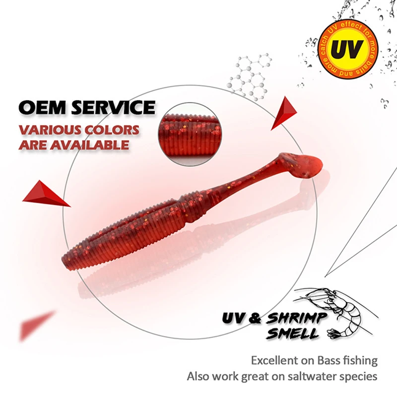 

1pcs T Tail Fishing Lures 5cm 7.5cm 8.5cm Artificial Baits Wobblers Soft Lures Shad Carp Silicone Fishing lure Soft Baits Tackle