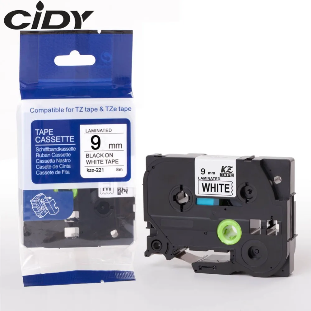 CIDY 20 шт Tze221 черный на белом совместимый 9 мм tze 221 tze-221 P сенсорная ламинированная