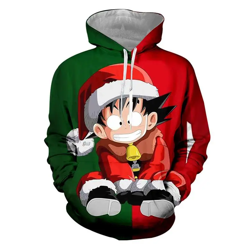 

Christmas Sweatshirts 2018 Fashion Men Winter Regular Printed Dragon Ball Z Goku 3d Hoodies Sweatshirt With Long Drawstring