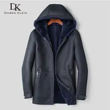 Мужская куртка из натуральной кожи, овчина, зимнее теплое шерстяное пальто, черная овчина, верхняя одежда, бренд, роскошный толстый мех e1625