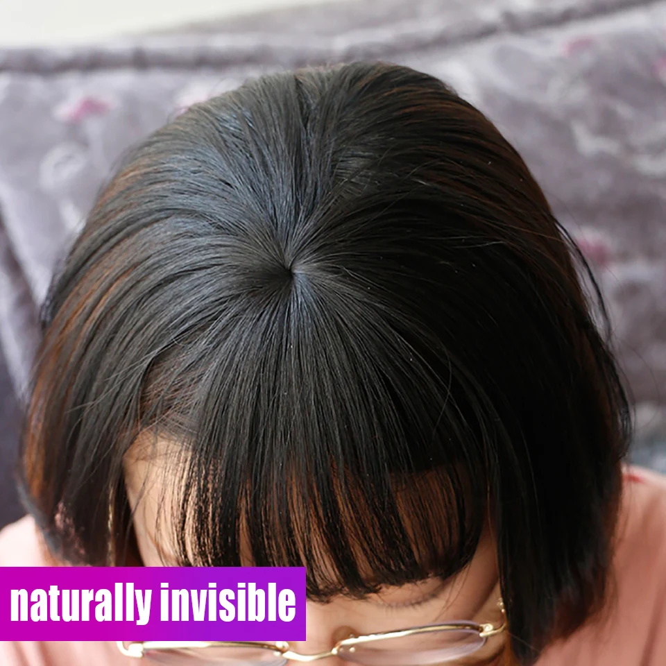 DIFEI bangs Female Short Fake Hair Bangs Women Hair Pieces Invisible Seamless Sea Head Replacement Hair synthetic Wig