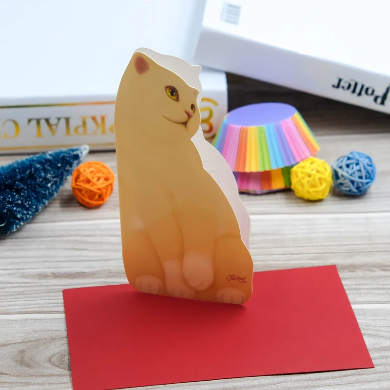 Новое поступление! 5 шт Мини мультяшная Складная кошка пригласительная открытка поздравительные открытки на день рождения украшение рождественских подарков от поставщиков
