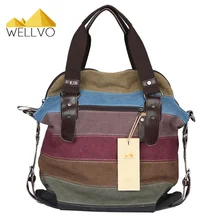 Mujeres Bolso de Lona Remiendo de La Raya Del Bolso de Hombro Famosa Marca de Bolsas de Mensajero Crossbody Bolsos de Totalizador Grande Del Arco Iris XA274C K2