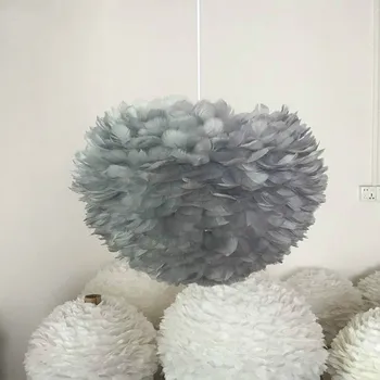 

Light gray feather pendant light personality lighting bedroom clothing shop advanced hotel art pendant lamps ZA421625