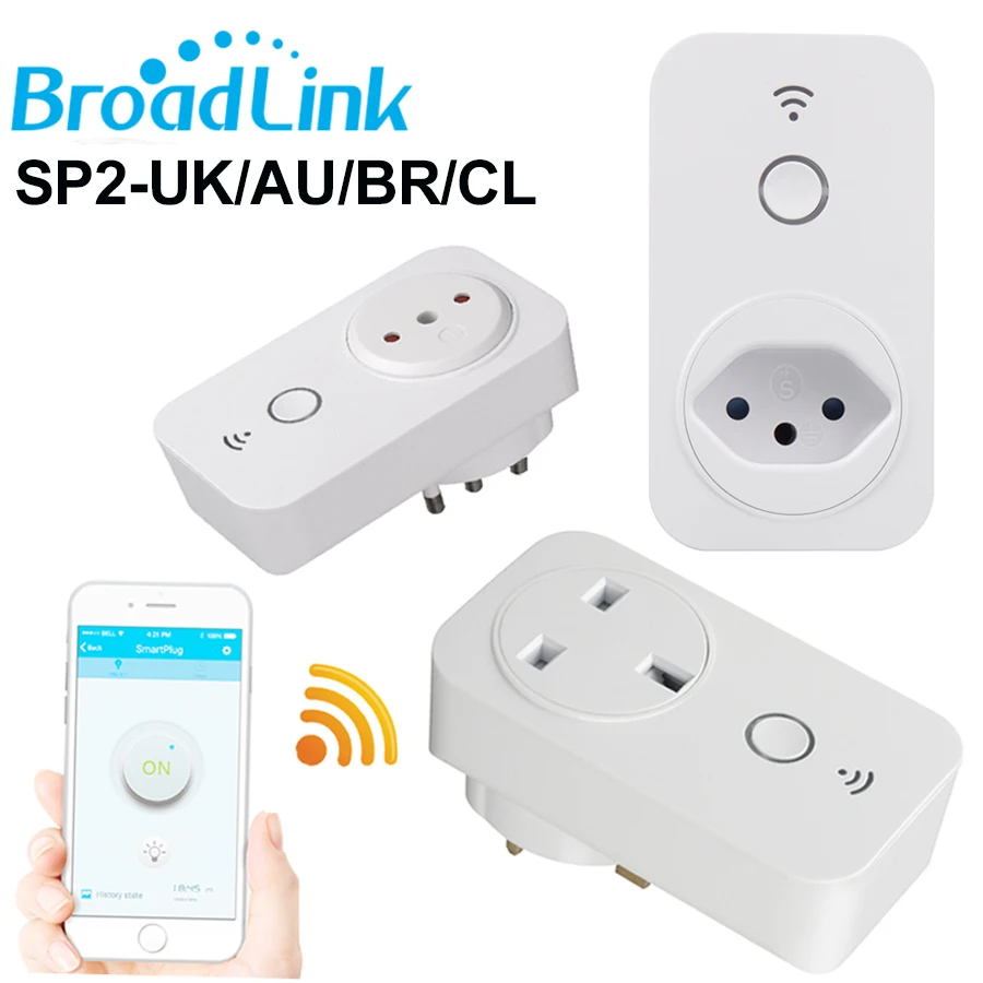Broadlink واي فاي المقبس SP2 المملكة المتحدة/الاتحاد الافريقي/BR/CL Std اللاسلكية WiFi المقبس البرازيل شيلي التوصيل المخرج Samrt المنزل التحكم عن بعد بواس...