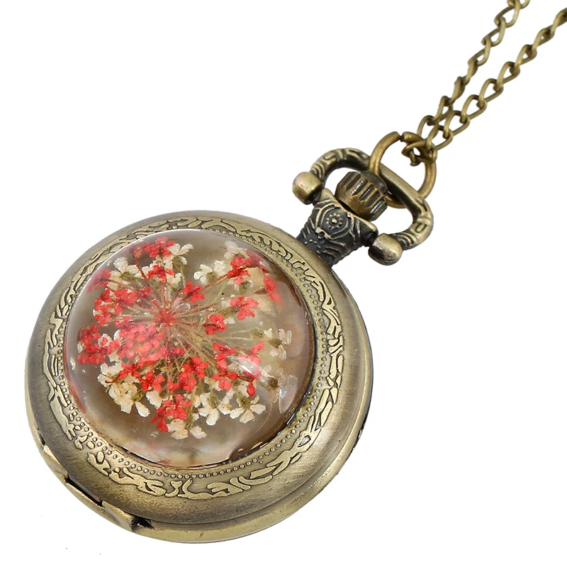 

Gnova Platinum Crystal Pocket Watch Women Vintage Real Flower Retro Old Fashion Rhinestone Necklace Watch Top Quartz Clock A862