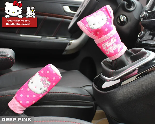 hot selling pink cartoon hello kitty girls car gear shift covers hello kitty kid car