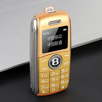 Разблокированный мини мобильный телефон, Bluetooth, набор номера, 0,66 дюймов, с ручками, мини телефон, MP3, волшебный голос, две sim-карты, маленький сотовый телефон - Цвет: Gold