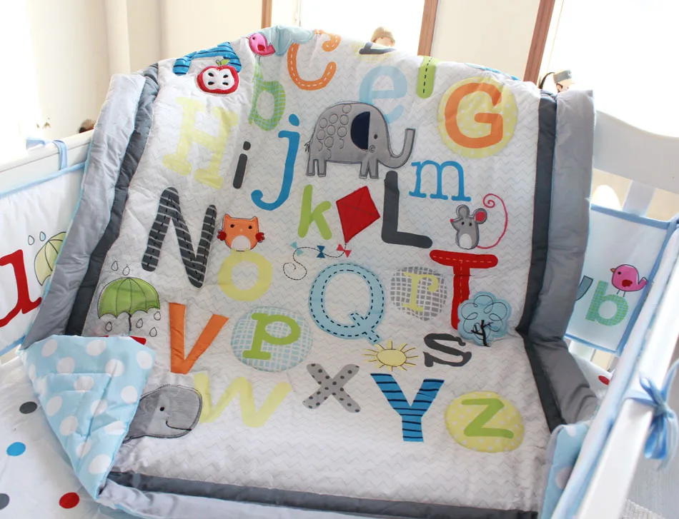7 Pcs Early Learning Baby Bedding Set Baby Cradle Crib Cot Bedding