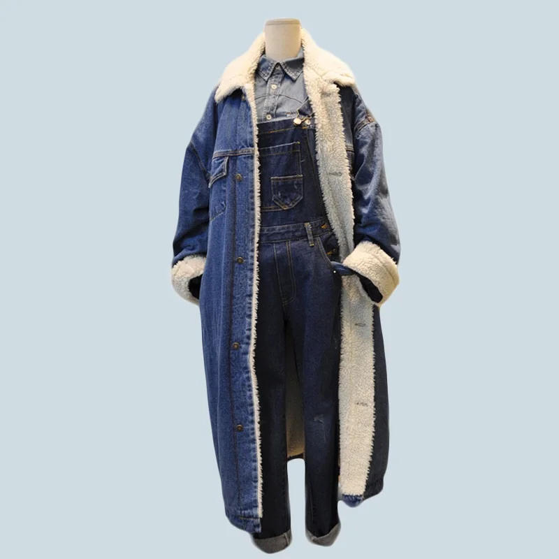 

Jaqueta Feminina Winter Warm denim jacket for Female 2019 New Winter Wool lining Jeans Coat Women Long Jackets casaco feminino