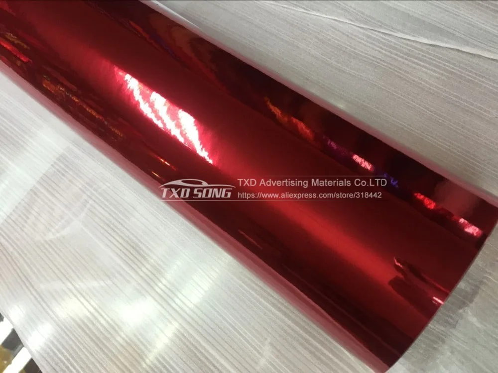 Новейшая Высокая растягивающаяся Водонепроницаемая УФ-защита красная хромированная зеркальная виниловая пленка рулонная пленка для автомобиля Наклейка Лист