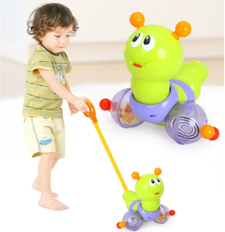 

High quality plastic Baby Walks Toys Push & Pull Worm Horizontal Slide Infant Kids Early Development Single Rod Hand Pushed