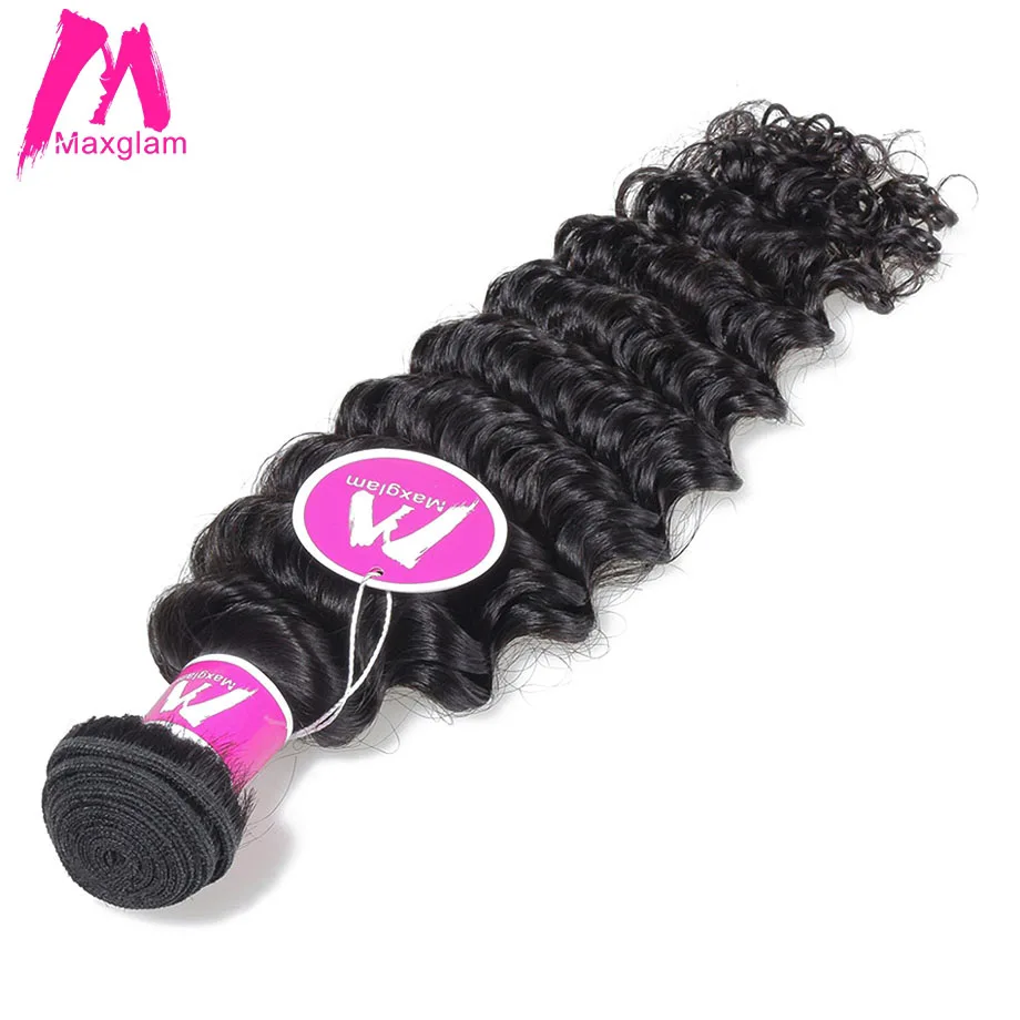 

Maxglam Malaysian Virgin Hair Deep Wave Unprocessed Natural Color Human Hair Weave Bundles Free Shipping