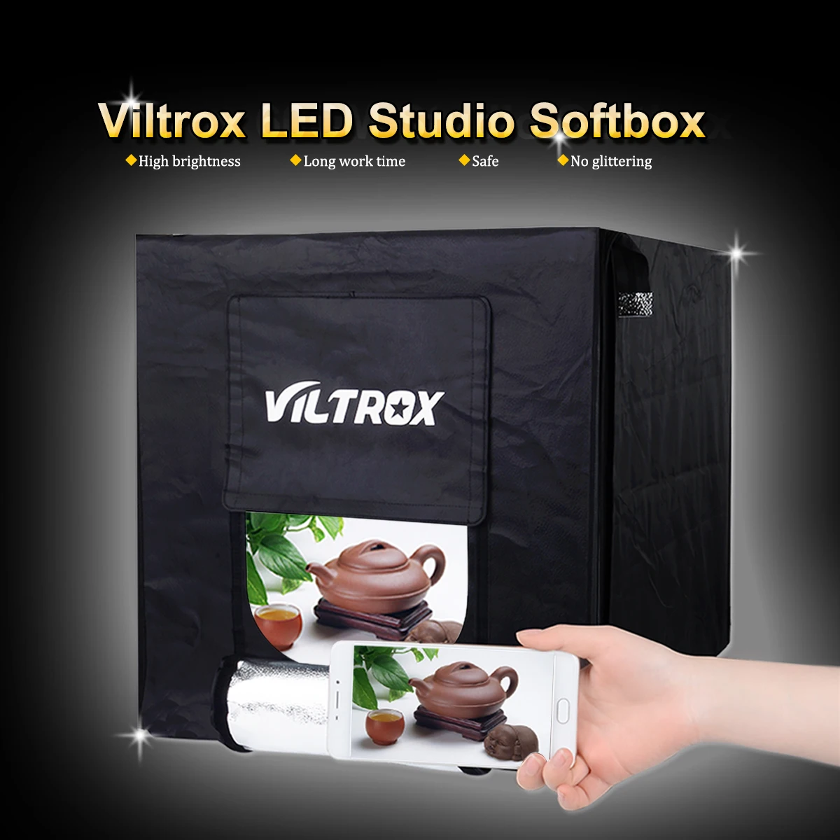 melhor Viltrox 60 cm 40 cm Dobrável Fotografia Estúdio Softbox Lightbox LEVOU Caixa de Luz Suave Tenda Fundo para DSLR Camera telefone Foto