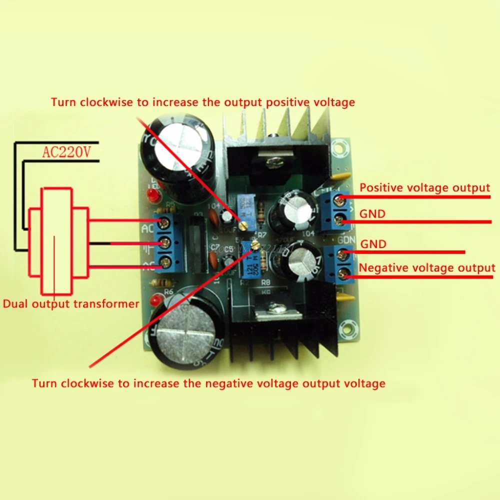 Fused LM317 + LM337 блок питания с отрицательной двойной картой электронные детали набор