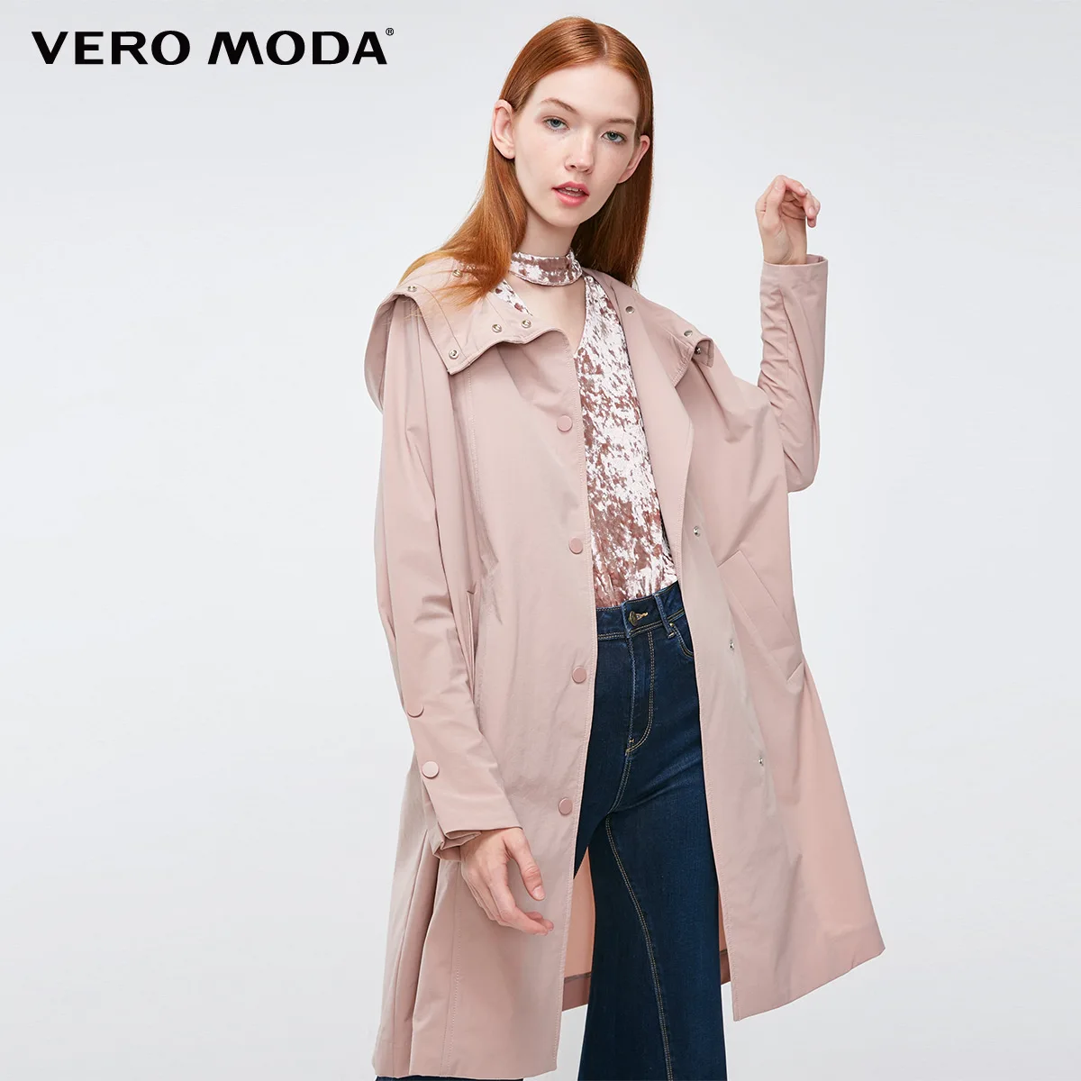 Vero Moda новые декоративные пуговицы с капюшоном регулируемые манжеты средней длины чистый ветер пальто Тренч | 318321532