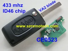 3 Buttons Remote Flip Folding Key 433MHz with ID46 chip for CITROEN C2 C3 C4 C5 C6 CE0523Car Alarm Keyless Entry Fob