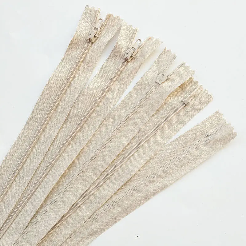 10pcs ( 14 Inch ) 35cm Beige Nylon Coil Zippers Tailor Sewer Craft Suoja 3 Closed Endin