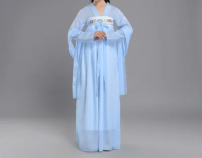 Синий Hanfu шифоновое платье феи детская традиционная китайская одежда с длинными рукавами для девочек, платье принцессы Одежда для выступлений DNV11415 - Цвет: Синий