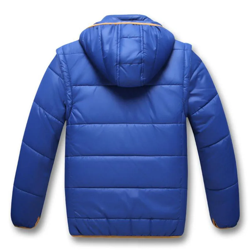 Корейская детская зимняя куртка для мальчиков, ветровка, ветрозащитное пальто, жилетка для девочек, зимняя куртка со съемным капюшоном и рукавами для детей
