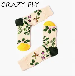 Сумасшедшие FLY Новая мода хлопок Для мужчин Для женщин забавные Happy Socks Повседневное Harajuku Новинка печатных Книги по искусству красочные