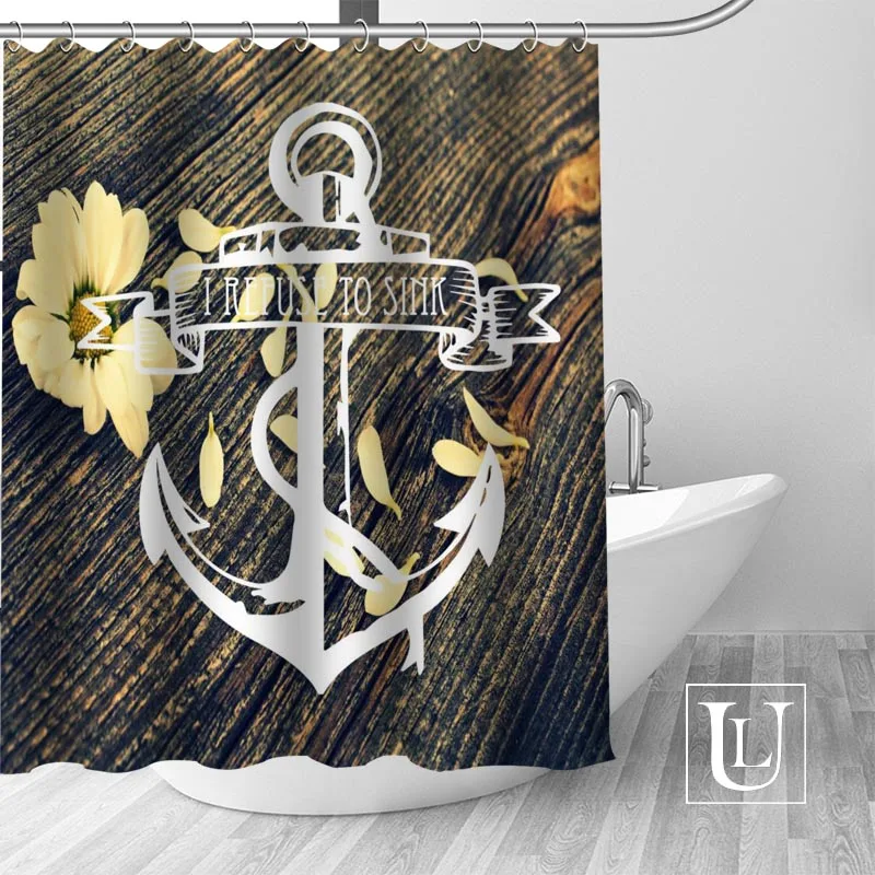 Shower Curtain Высококачественная деревянная и якорная занавеска из полиэстеровой ткани занавески с крючками для ванной комнаты плесени устойчивый Декор ванной комнаты - Цвет: Shower Curtain