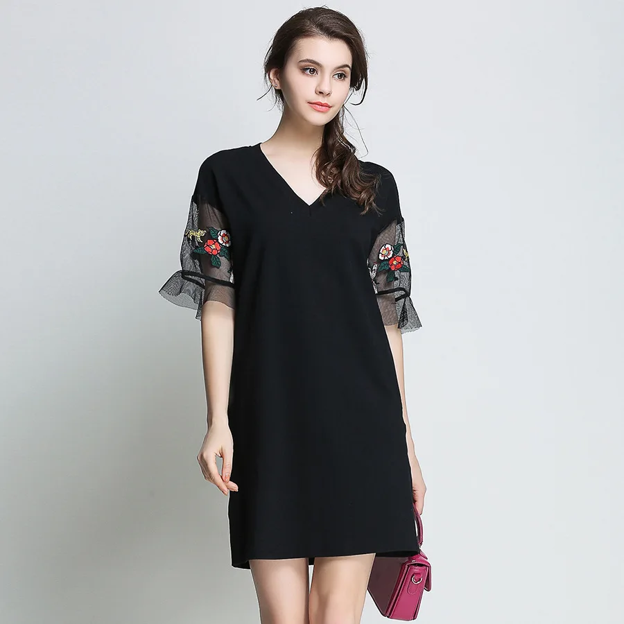 XL 3XL 4XL 5XL Plus size Summer dress 2017 Women Embroidery Butterfly