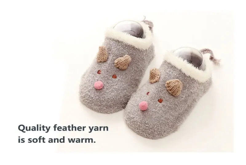 Милые зимние Носки для новорожденных детей теплая одежда с рисунками героев мультфильмов, с принтом в виде животных для детей носки для девочки, мальчика ясельного возраста Нескользящие носки-тапочки детские носки