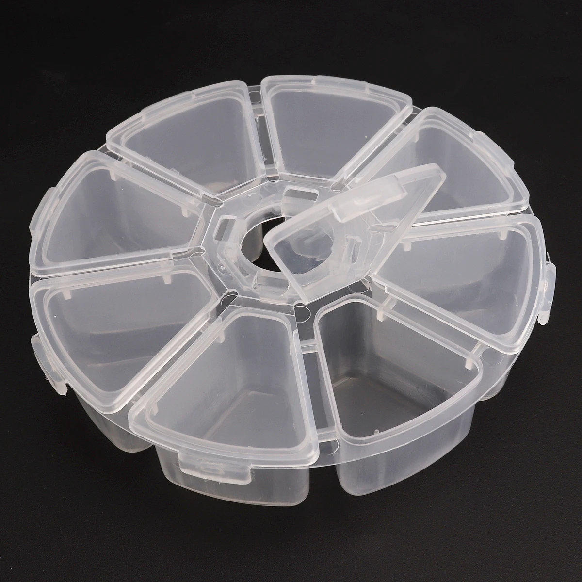 

3pcs Portable Mini 8 Grid Transparent Plastic Round Storage Box Jewelry Accessory Beads Box Assortment Box with Lid