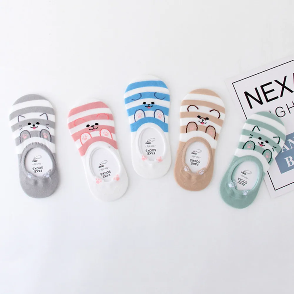 

1 Pair Women Cotton Socks Animal Character Print Women's Winter Boat Socks Soft breathable and comfortable 17