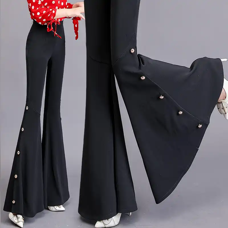 high waisted bell bottom trousers