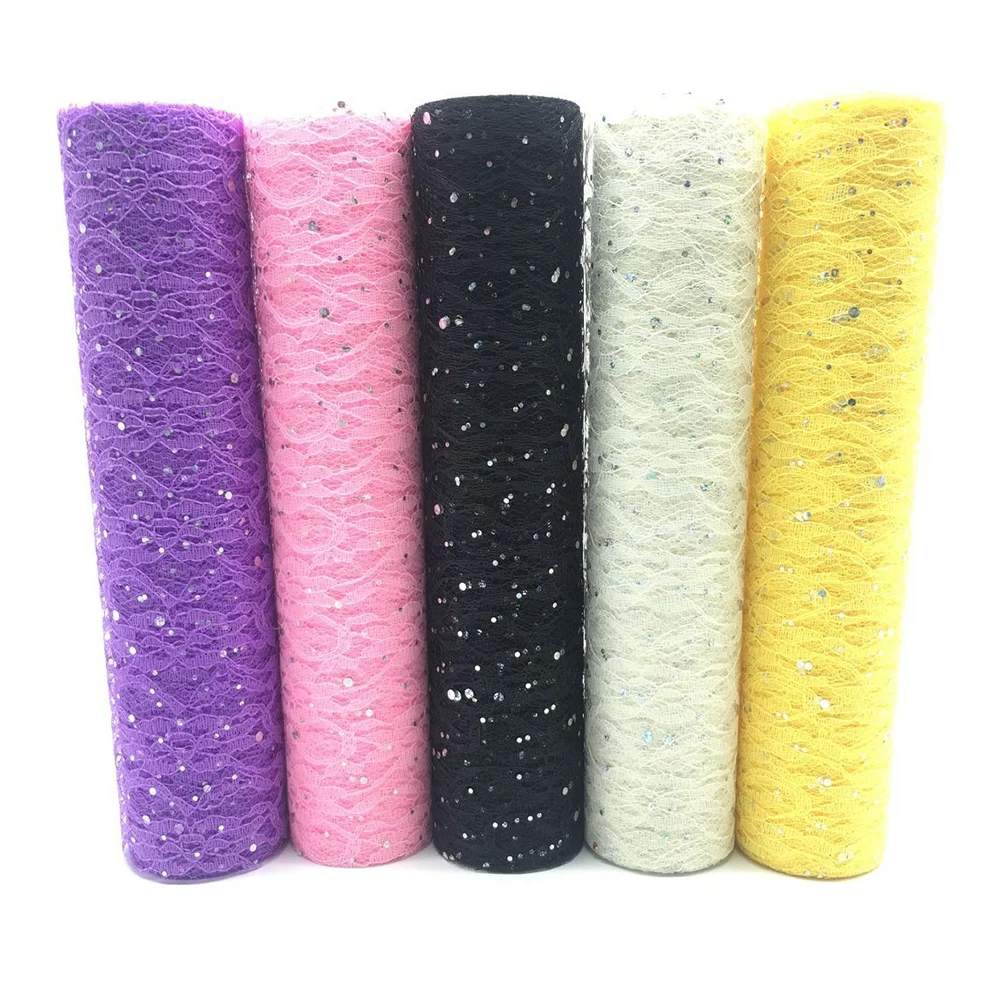 

Tulle Roll Spool Lace 12"x10yards DIY Sequins Fabric for Wedding Party Table Runner Chair Sash Vintage Style Floral Venue Decor