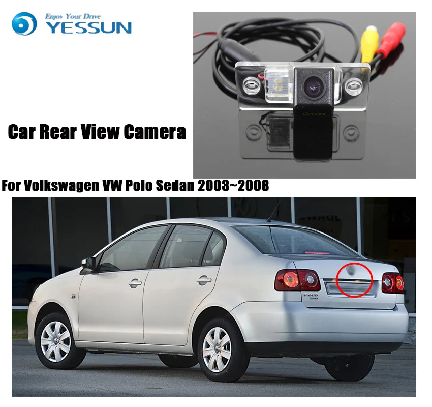 Автомобильная парковочная камера YESSUN заднего вида для Volkswagen VW Polo Sedan 2003 ~ 2008 HD CCD +