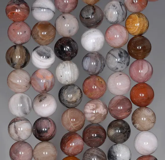 

10mm Petrified Wood Agate Gemstone Grade AA Brown Round 10mm Loose Beads 7.5 inch Half Strand (80000422-785)