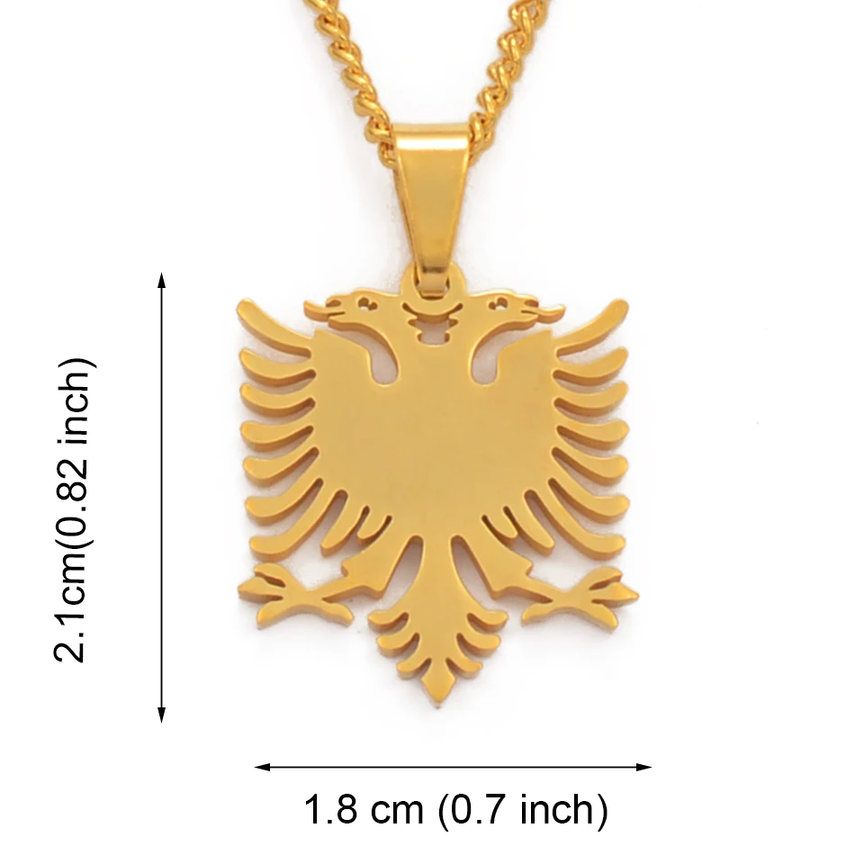 Anniyo Albania Eagle, подвеска маленького размера, ожерелья золотого цвета и ювелирные изделия из нержавеющей стали, этнические Подарки для женщин, девочек, детей#110221
