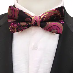 Ман Предварительно связали регулируемая Для мужчин лук галстук для мальчика смешанные Цвет Ассорти шелковые галстуки в горошек Пейсли