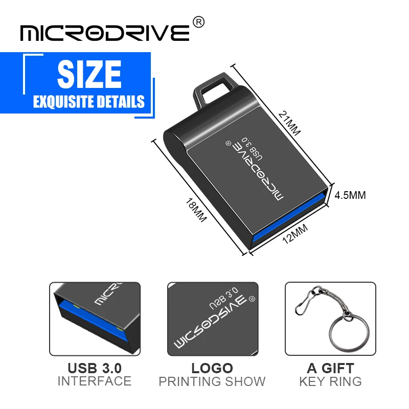 Металлический usb флеш-накопитель USB 3,0, мини-накопитель 128 ГБ, 64 ГБ, 32 ГБ, 16 ГБ, флеш-накопитель, флеш-накопитель, Usb U диск с брелоком