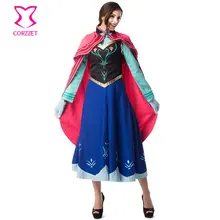 Trajes princesa Anna Rainha da Neve Fantasia Vestido Traje Cosplay Carnaval Halloween Party Animal Cosplay Outfit Lolita para as mulheres(China)