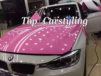 

3 Layer Gloss Pink Vinyl Wrap For Vehicle Wrapping With Bubble Free For Car Covering Foil stickers Air Free Size:1.52x20m/roll