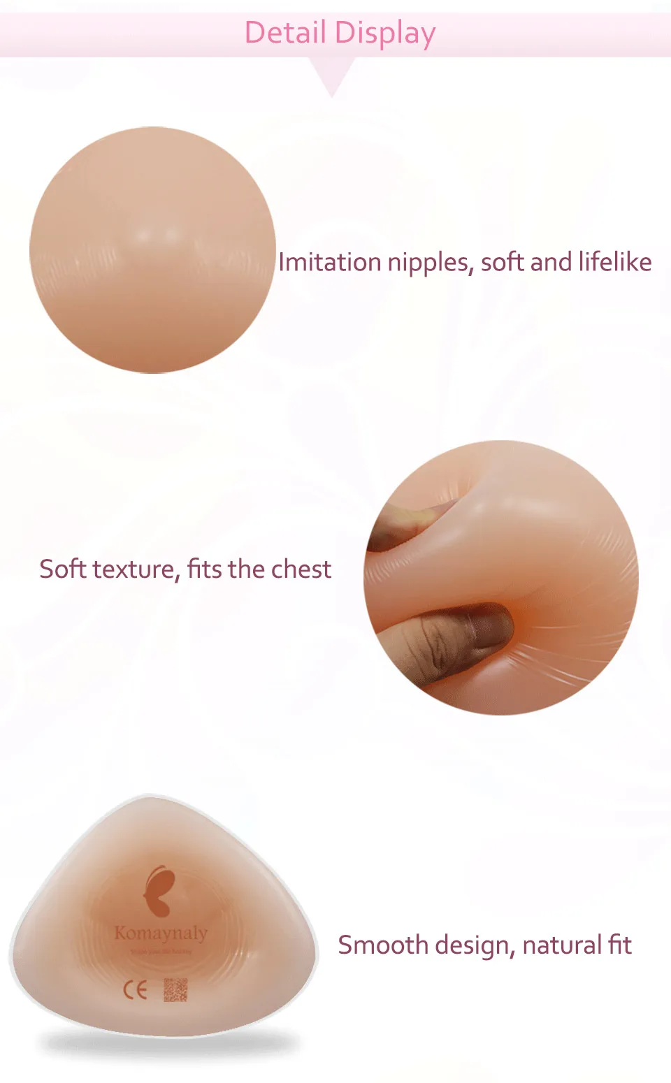 Komaynaly Lightweight Mastectomy Silicone Breast Triangle Symmetrical Silicone Fake Boobs for Crossdresser Mastectomy Patient (6)
