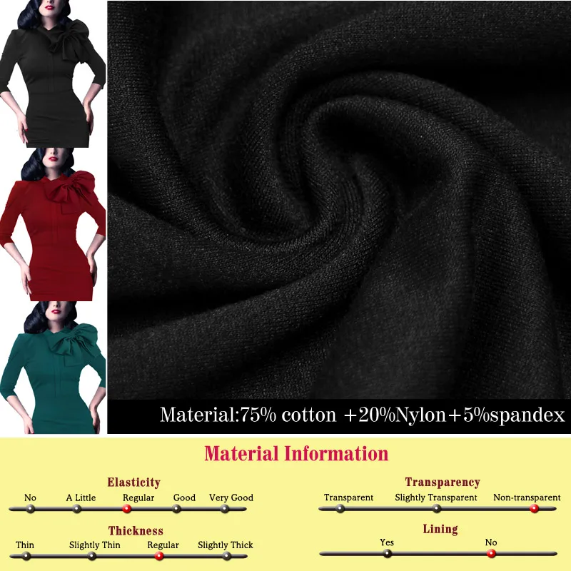 Vfemage женские элегантные 1950s Винтаж пинап ретро рокабилли 3/4 с длинными рукавами и бантом вечерние работы, узкое платье, облегающее платье-карандаш с структурированными линиями 142