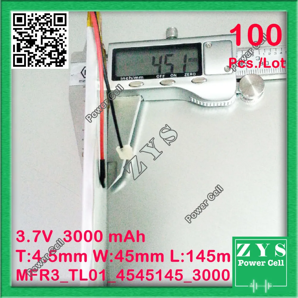 100 pcc литий-ионная батарея 3,7 v 3000mAh 4545145 аккумуляторная батарея литиевая батарея для планшетных ПК 7 дюймов 8 дюймов 9 дюймов 4,5x45x145 мм