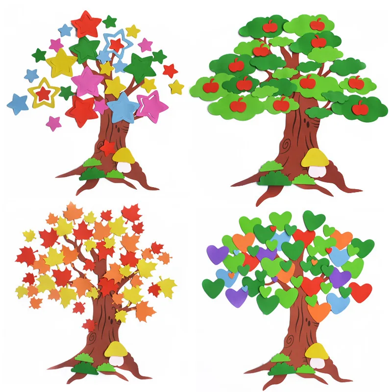 

Nursery Wall Stickers Trees For Kids Rooms Decor Large Apple Tree Photo Sticker EVA Foam Classroom Blackboard Wall Stickers