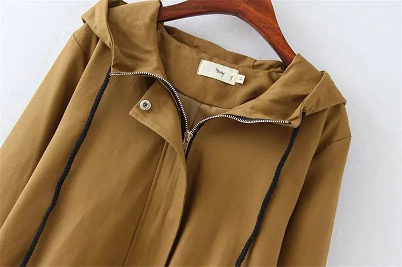 NEW Cotton Trench coat Women Spring Autumn Plus size 4XL Hooded Windbreaker Large size Female Loose Coat Medium length 2059