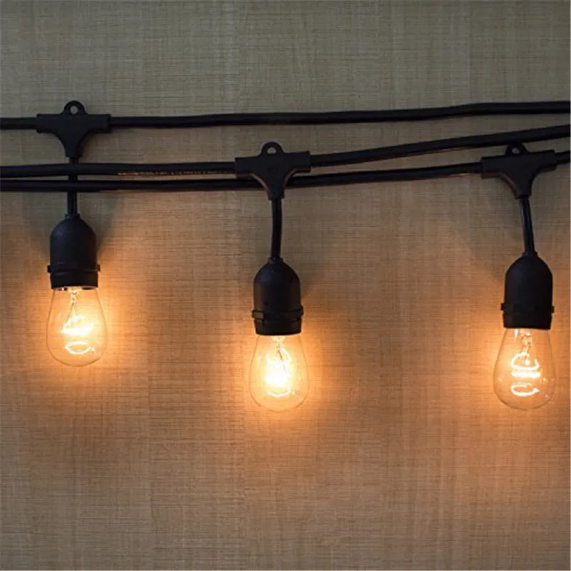 SAA Listed AU 48ft 14.6M PVC Black Wire Cable Vintage Style Party Globe Led Light Outdoor Festoon String For Christmas Decorate