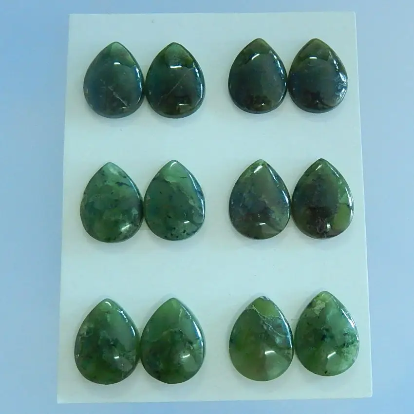 

Natural 6 Pairs Of Canada Jade Cabochons,20x14x5mm,31.8g